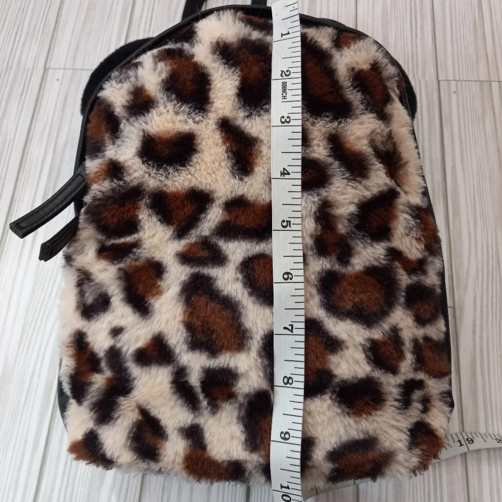 Deb & Dave Faux Fur Leopard Print Mini Backpack